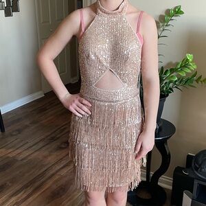 Elegant Sequin Fringe Dress Holiday, Latin Dance